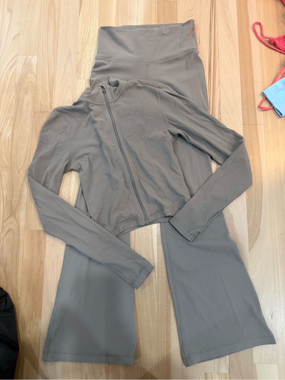 Taupe Yoga Zip Jacket & bootcut legging Set